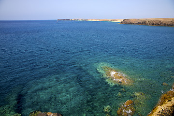 Image showing coast lanzarote  spain musk pond    water   boat  and summer 