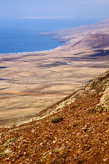 Image showing coastline lanzarote  spain africa and house field 