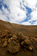 Image showing stone  spain volcanic timanfaya  rock  hill and summer 