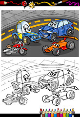 Image showing cartoon cars for coloring book