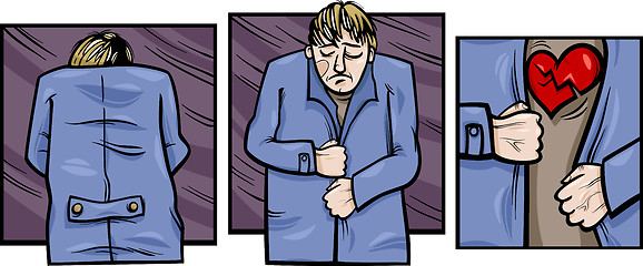 Image showing sad man with broken heart comics