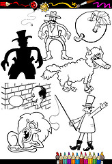 Image showing cartoon characters set for coloring book
