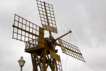 Image showing hole windmills lanzarote africa spain   and the sky 