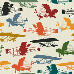 Image showing Seamless pattern with historical planes