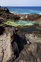 Image showing coastline in lanzarote spain   cloud beach  water   summer    