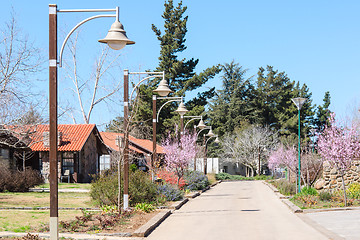 Image showing Guesthouses in the countryside at springtime