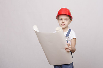 Image showing Girl Builder looks drawing