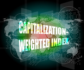 Image showing capitalization weighted index words on touch screen interface