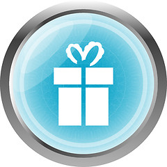 Image showing gift box blue web button isolated on white