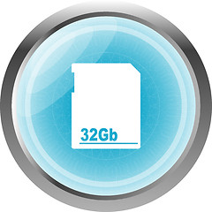 Image showing flash memory card blue web button (icon) isolated on white