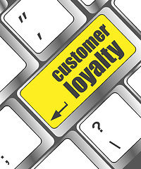 Image showing button keypad key with customer loyalty word