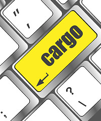 Image showing cargo word on laptop computer keyboard key