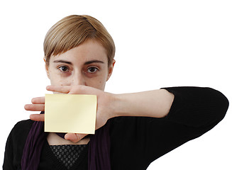 Image showing Woman and post it