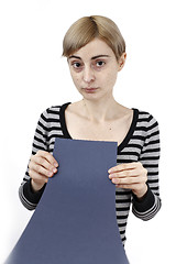 Image showing Woman holding a paper