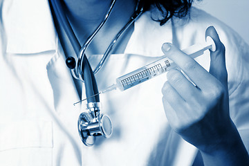 Image showing Portrait of a young doctor with stethoscope.