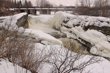 Image showing Hog's Back Falls covered with snow