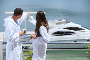 Image showing young couple on yacht