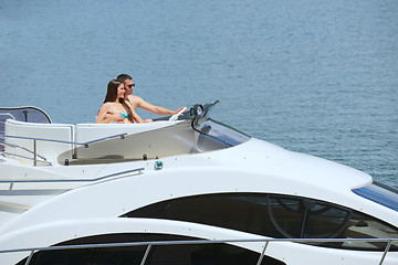 Image showing young couple on yacht