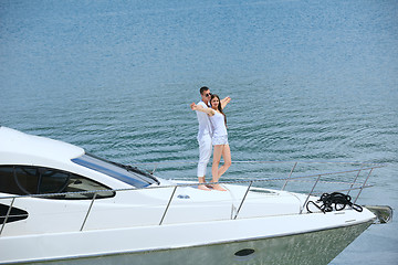 Image showing young couple on yacht