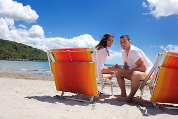 Image showing happy couple have fun on the beach