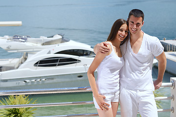 Image showing young couple on yacht