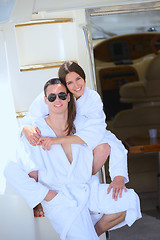 Image showing young couple on yacht