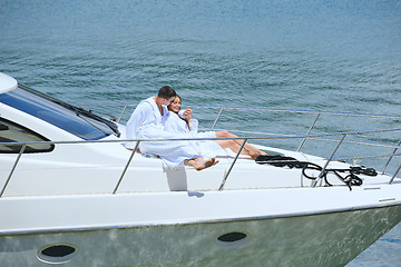 Image showing young couple on yacht