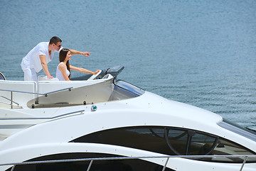 Image showing young couple on yacht