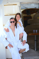 Image showing young couple on yacht