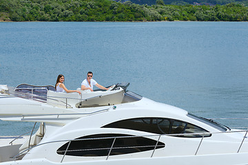 Image showing young couple on yacht