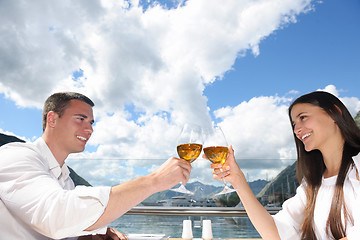 Image showing couple having lanch at beautiful restaurant