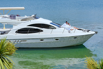 Image showing young couple on yacht