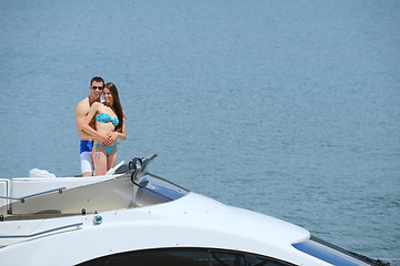 Image showing young couple on yacht