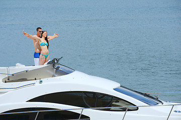 Image showing young couple on yacht