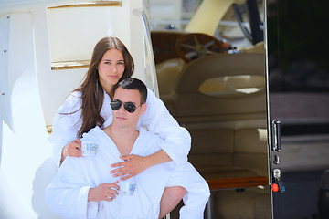 Image showing young couple on yacht