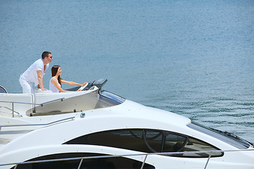 Image showing young couple on yacht