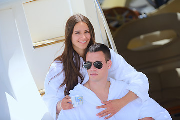 Image showing young couple on yacht