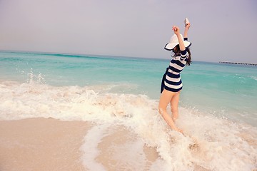 Image showing Happy Beautiful Woman Enjoying Summer Vacation