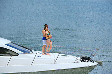 Image showing young couple on yacht