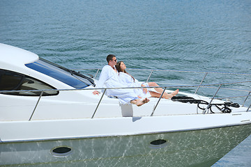 Image showing young couple on yacht