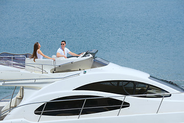 Image showing young couple on yacht