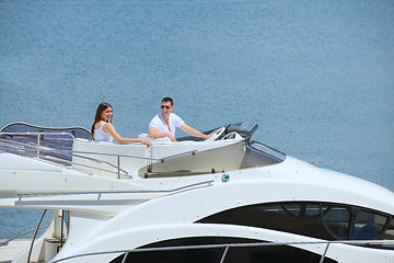 Image showing young couple on yacht