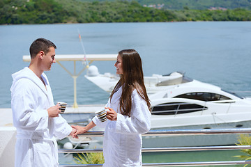 Image showing young couple on yacht