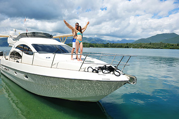 Image showing young couple on yacht