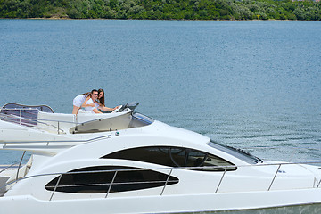 Image showing young couple on yacht