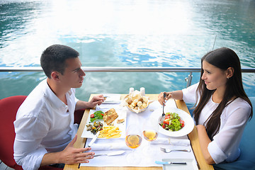 Image showing couple having lanch at beautiful restaurant