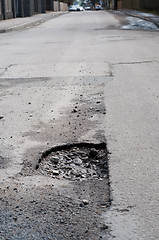 Image showing Very big pothole on the road