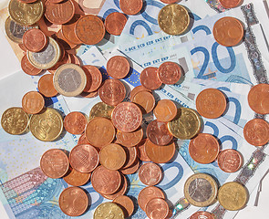 Image showing Euros coins and notes