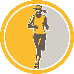 Image showing Female Triathlete Marathon Runner Circle Retro