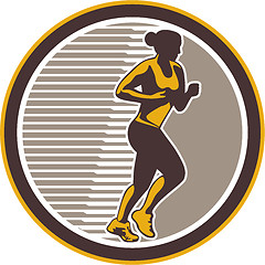 Image showing Female Marathon Runner Side View Retro